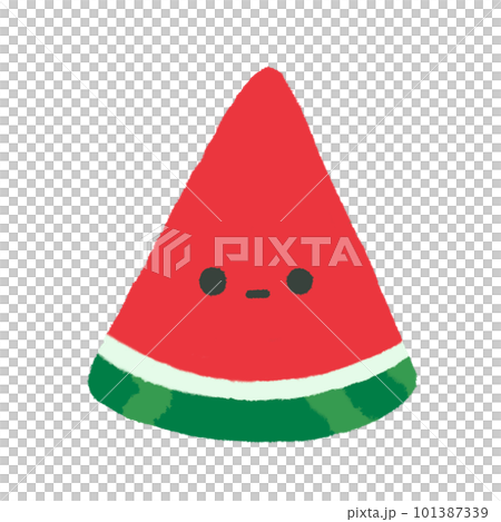 Hand-drawn Cute Red piece of Watermelon, Cute fruit character design in doodle style 101387339