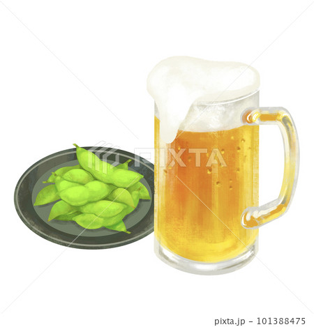 ビールと枝豆のイラスト　生ビール　ジョッキ 101388475