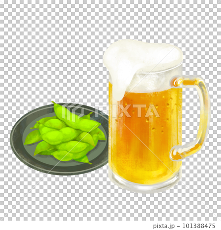 ビールと枝豆のイラスト　生ビール　ジョッキ 101388475