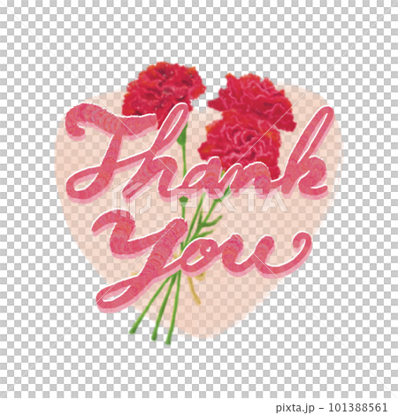 Illustration of a bouquet of red carnations for Mother's Day and a Thank You logo Watercolor heart background Illustration of a bouquet of red carnations for Mother's Day and a Thank You logo Watercolor heart background 101388561