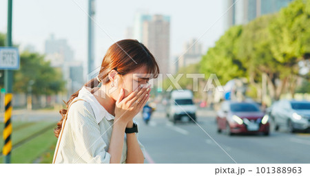 man cough because polluted air man cough because polluted air 101388963