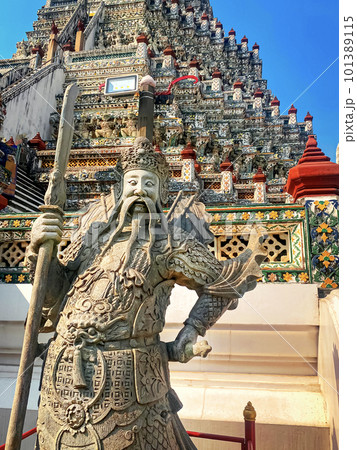 The visiting card of the capital of Thailand is the Buddhist temple Wat Arun, Temple of Dawn, which is located on the banks of the Chao Phraya River The visiting card of the capital of Thailand is the Buddhist temple Wat Arun, Temple of Dawn, which is located on the banks of the Chao Phraya River 101389115