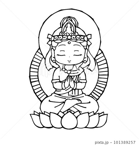 観音菩薩(坐像・モノクロ 観音菩薩(坐像・モノクロ 101389257