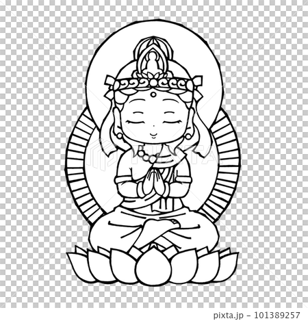 観音菩薩(坐像・モノクロ 観音菩薩(坐像・モノクロ 101389257