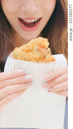 girl bit fried chicken cutlet girl bit fried chicken cutlet 101389377