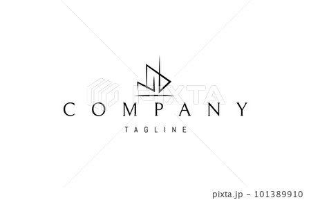Vector logo on which an abstract image of a modern shopping center in a linear style. Vector logo on which an abstract image of a modern shopping center in a linear style. 101389910