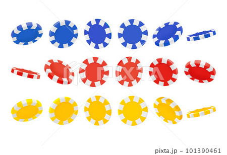 Color casino chips collection isolated on white...のイラスト素材