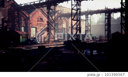 Large crumbling abandoned factory in Detroit Large crumbling abandoned factory in Detroit 101390567