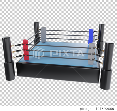 プロレスやボクシング、総合格闘技で使用するリングの3Dイラスト。3Dレンダリング。 101390660