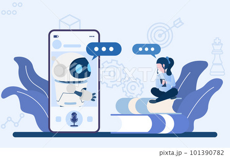 Chatbot or artificial intelligence network concept of social media.  101390782