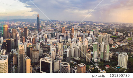 Kuala lumpur cityscape. Panoramic view of Kuala Lumpur city skyline evening at sunset viewing skyscrapers building in Malaysia. New landmark of Kuala Lumpur is expected, which will be the tallest Kuala lumpur cityscape. Panoramic view of Kuala Lumpur city skyline evening at sunset viewing skyscrapers building in Malaysia. New landmark of Kuala Lumpur is expected, which will be the tallest 101390789