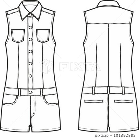Womens denim coverall shorts. Fashion CAD. Womens denim coverall shorts. Fashion CAD. 101392885