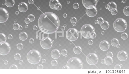 Realistic soap bubbles, flying bubble...のイラスト素材 [101393045