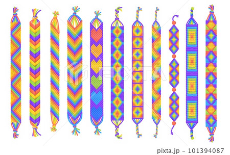 Rainbow bracelets. LGBT bracelet, diy beading friendship wristband colorful thread gay symbol for pride or hippie festival, 101394087