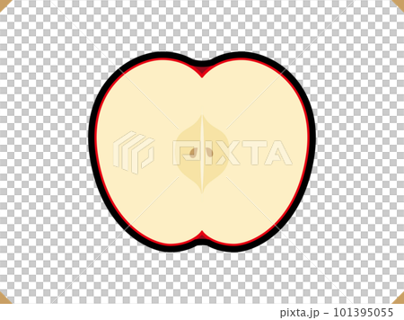 リンゴの断面_食べ物イラスト素材画線あり リンゴの断面_食べ物イラスト素材画線あり 101395055