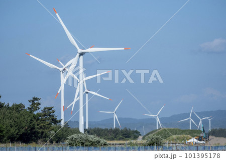 青空に映える風力発電機 (鳥取県北栄町) 青空に映える風力発電機 (鳥取県北栄町) 101395178