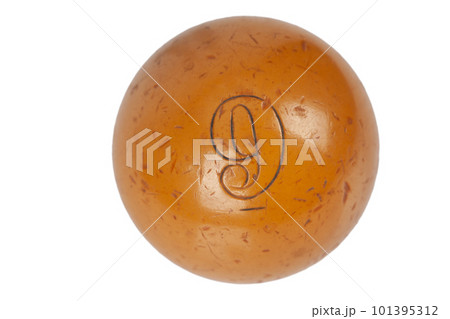 Old vintage billiard ball, number nine. On white background. Old vintage billiard ball, number nine. On white background. 101395312