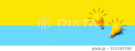 Yellow light bulbs - flat lay 101395390