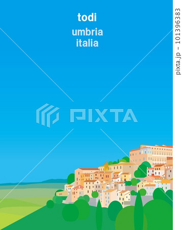 トーディ　todi　ウンブリア　umbria　イタリア　italia　丘の上の小都市 101396383