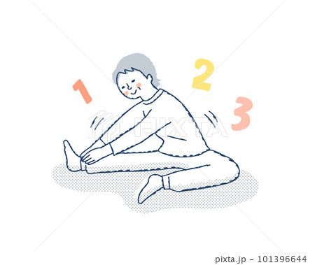 ストレッチ運動をしているシニア女性 101396644
