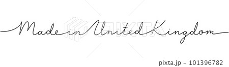 Made in United Kingdom - word with continuous one line. Minimalist phrase illustration. United Kingdom country - continuous one line illustration. 101396782