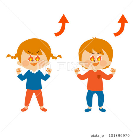 やる気に燃える男の子と女の子 イラスト素材 やる気に燃える男の子と女の子 イラスト素材 101396970