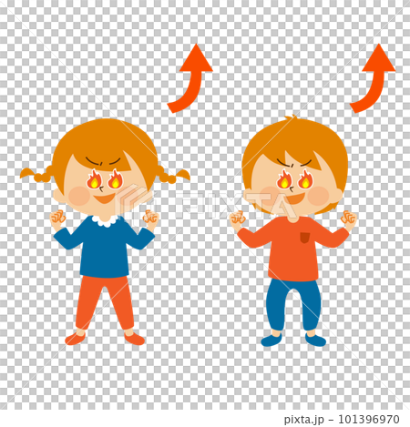 やる気に燃える男の子と女の子 イラスト素材 やる気に燃える男の子と女の子 イラスト素材 101396970