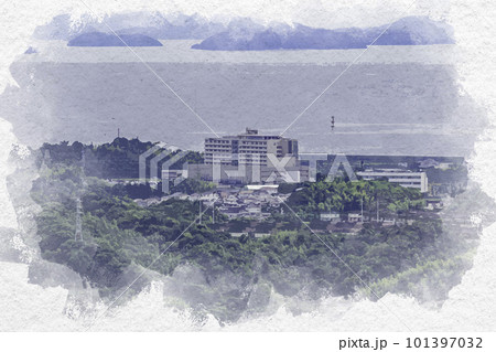 水彩画風　岩国　国立病院機構　岩国医療センター　山口県岩国市 101397032
