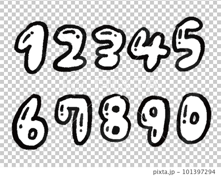 手繪風格黑白數字 手繪風格黑白數字 101397294