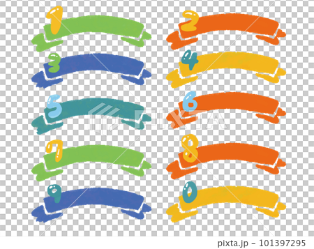 套五顏六色的數字和絲帶 101397295
