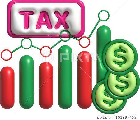 illustration 3D , tax and financial income graph, paying taxes 101397455