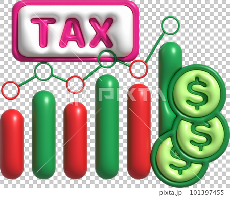 illustration 3D , tax and financial income graph, paying taxes 101397455