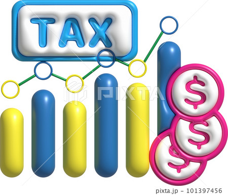 illustration 3D , tax and financial income graph, paying taxes illustration 3D , tax and financial income graph, paying taxes 101397456