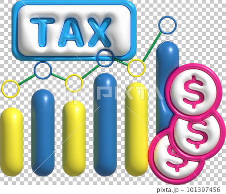 illustration 3D , tax and financial income graph, paying taxes illustration 3D , tax and financial income graph, paying taxes 101397456