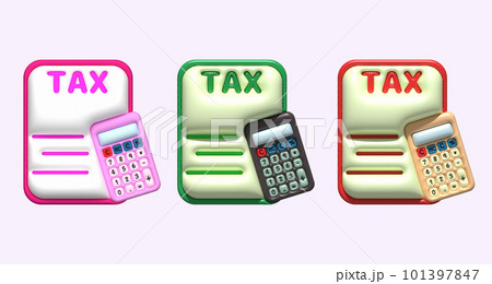 illustration 3D - calculator calculates tax data 101397847