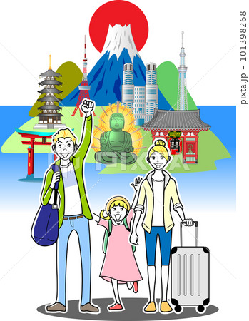 日本観光を楽しむ外国人家族 101398268
