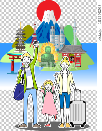 日本観光を楽しむ外国人家族 101398268