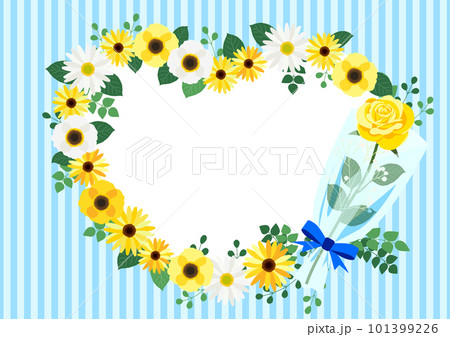 黄バラと黄色い花のフォトフレームヨコ 黄バラと黄色い花のフォトフレームヨコ 101399226