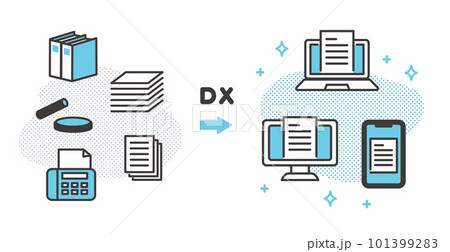 DXやペーパーレス化で作業効率が上がったイメージのベクターイラスト素材／デジタル／物流 101399283