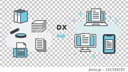 DXやペーパーレス化で作業効率が上がったイメージのベクターイラスト素材／デジタル／物流 101399283