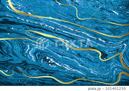Dark Blue and Gold Marble Abstract Vector Background 101401250