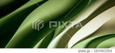3D Abstract Natural Background in Minimalistic Style with Green Waves 101401503