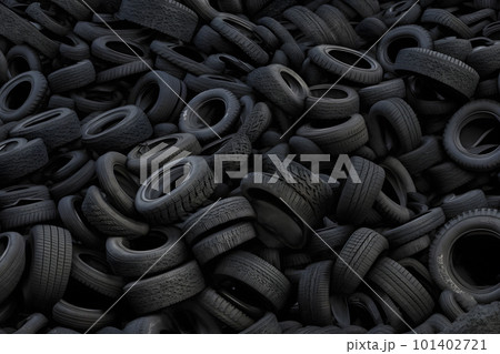 Old used car tires. A pile of black tires, abstract background. Neural network AI generated art Old used car tires. A pile of black tires, abstract background. Neural network AI generated art 101402721