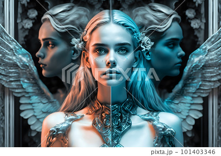 Portrait of a beautiful girl queen of diamonds fantasy dark goddess. Neural network AI generated art 101403346
