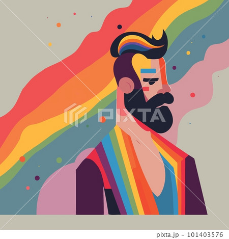 man lgbt pride day and month with rainbow colors 101403576