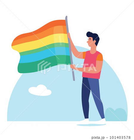 man lgbt pride day and month with rainbow colors 101403578
