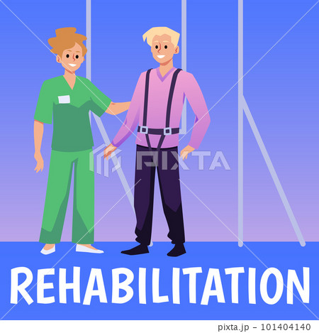 Rehabilitation medical centre program banner template flat vector illustration. 101404140