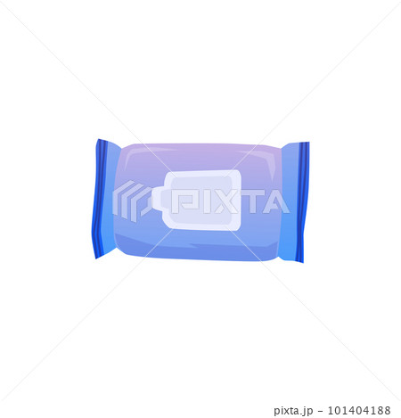 Package of wet wipes, top view - flat vector illustration isolated on white background. 101404188