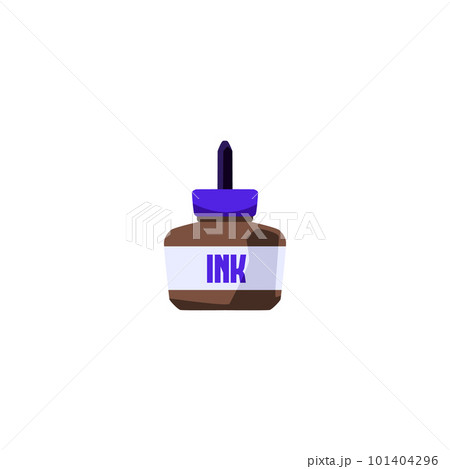 Ink bottle for calligraphy and drawing flat vector illustration isolated. Ink bottle for calligraphy and drawing flat vector illustration isolated. 101404296