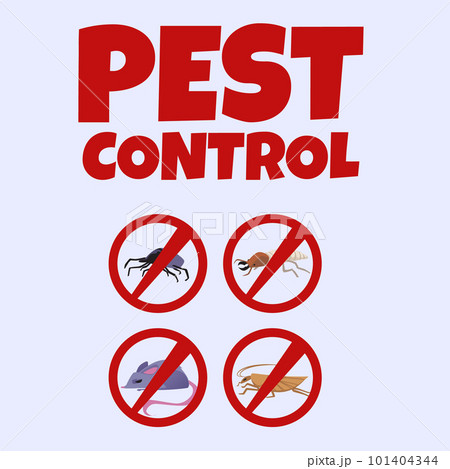 Pest control and stop insects icon collection, flat vector illustration isolated. Pest control and stop insects icon collection, flat vector illustration isolated. 101404344
